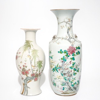 Twee Chinese famille rose vazen, 19/20e eeuw